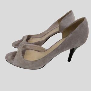 Taupe/Lilac Suede Open Toe Pumps from Italy Marked AVC Vero Cuoio. Size 39